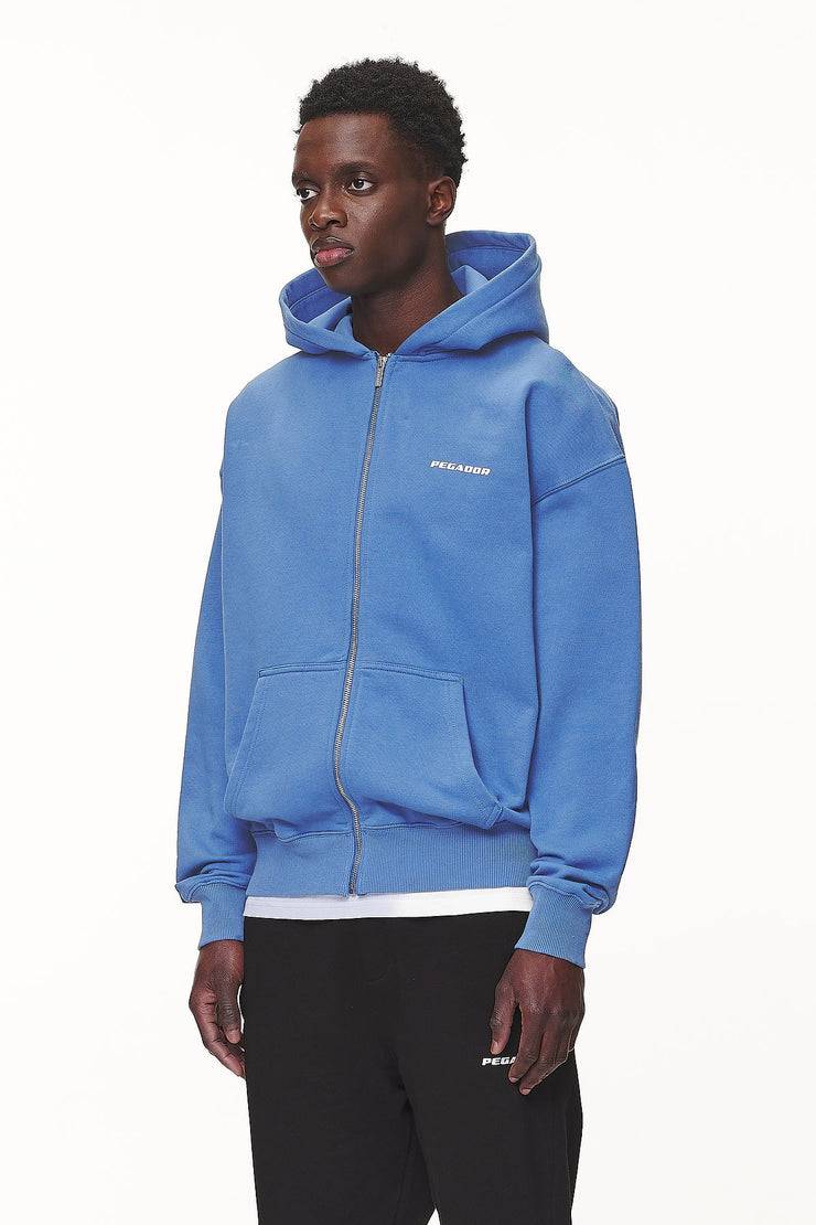 Pegador Logo Oversized Sweat Jacket Washed Retro Blue White Gum Zeitlich begrenztes Angebot