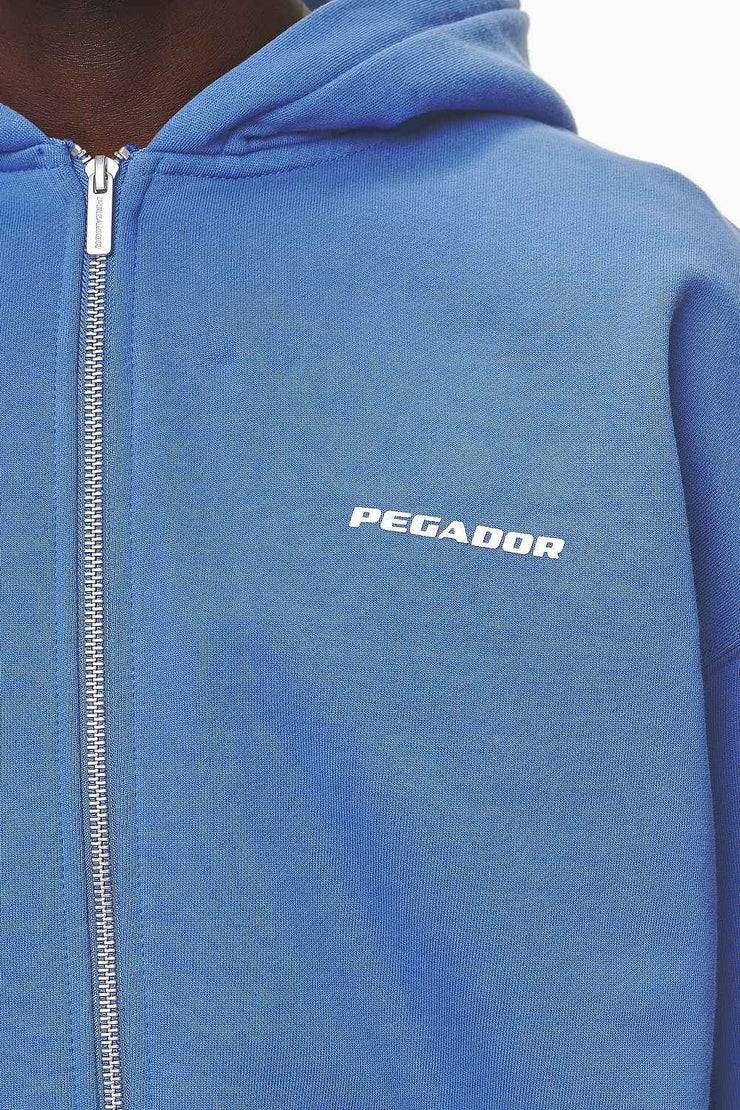 Pegador Logo Oversized Sweat Jacket Washed Retro Blue White Gum Zeitlich begrenztes Angebot