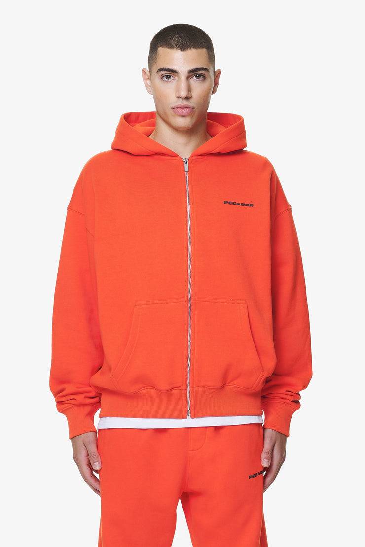Pegador Logo Oversized Sweat Jacket Washed Signal Red Gum Tiefpreis