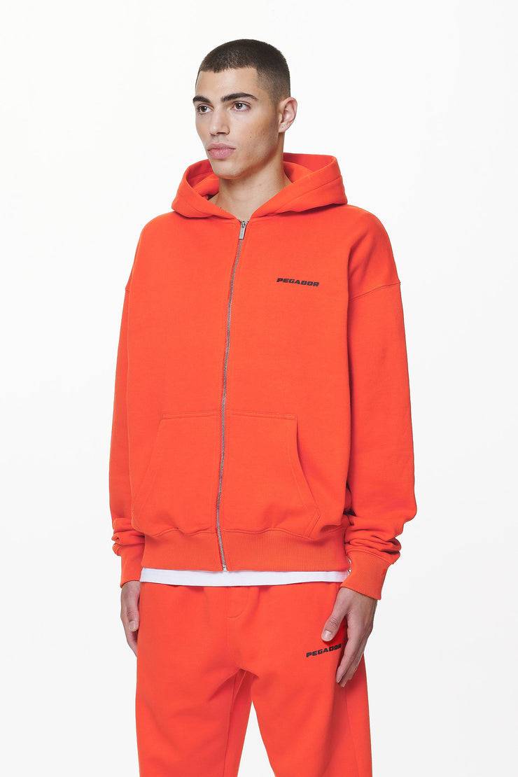 Pegador Logo Oversized Sweat Jacket Washed Signal Red Gum Tiefpreis