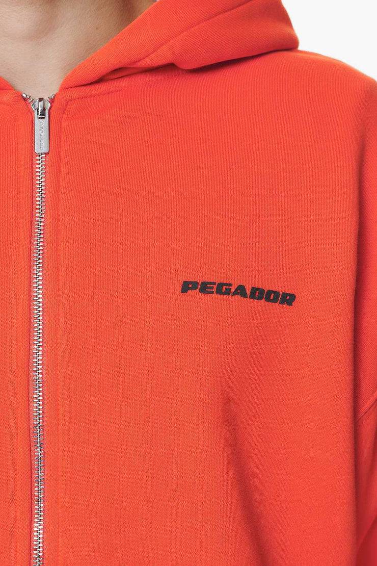 Pegador Logo Oversized Sweat Jacket Washed Signal Red Gum Tiefpreis