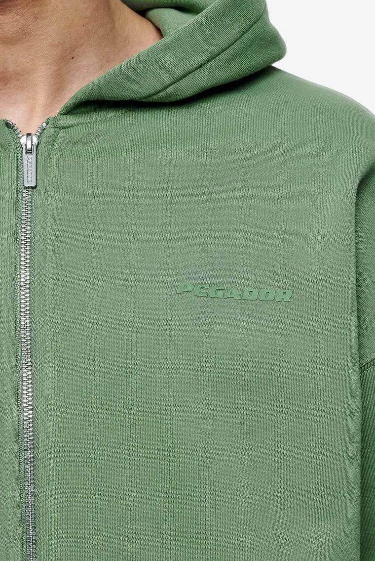 Pegador Logo Oversized Sweat Jacket Vintage Washed Cypress Green Gum 50% Rabatt für begrenzte Zeit