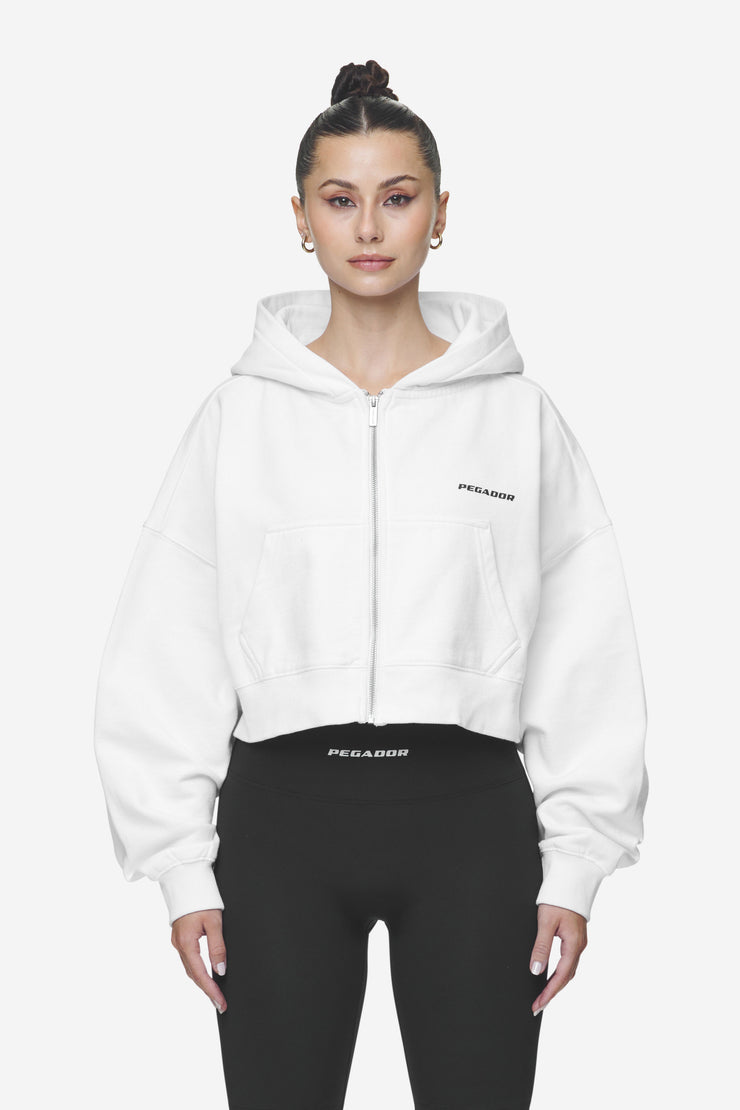 Pegador Lana Logo Cropped Sweat Jacket White Black Rabatt