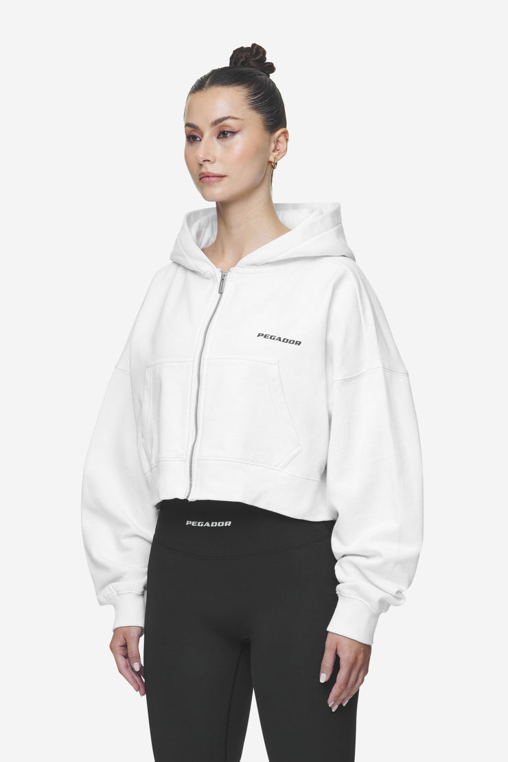 Pegador Lana Logo Cropped Sweat Jacket White Black Rabatt
