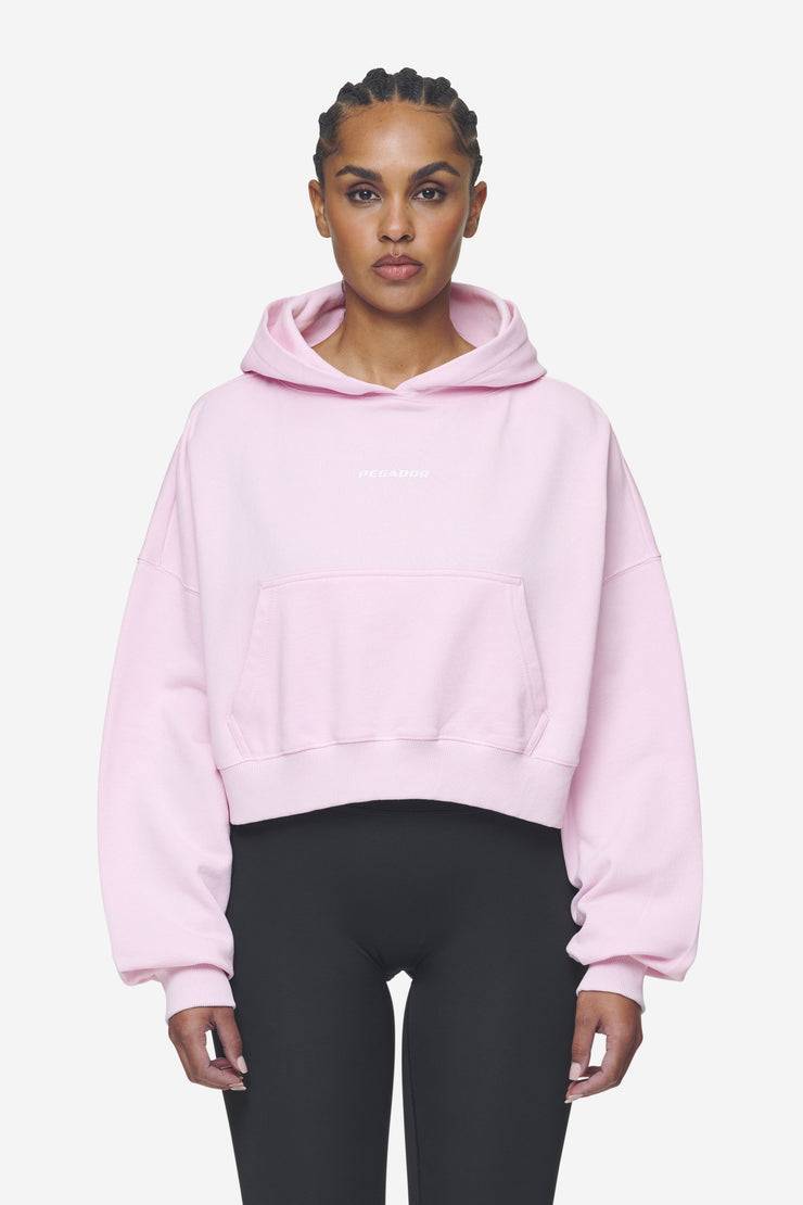 Pegador Luna Logo Oversized Cropped Hoodie Washed Bubblegum White Versandkostenfrei