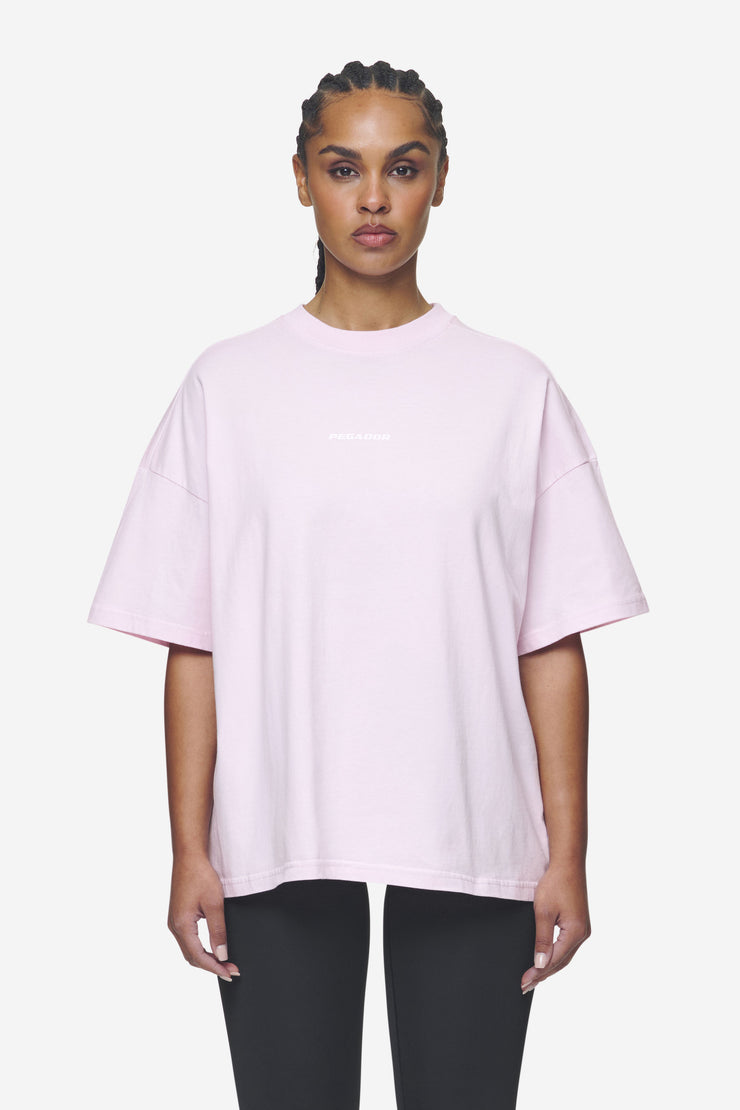 Pegador Arendal Logo Heavy Oversized Tee Washed Bubblegum White Großer Ausverkauf