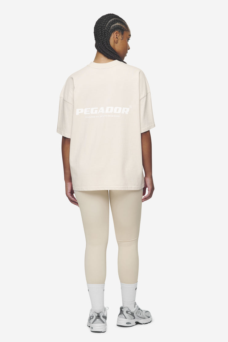 Pegador Arendal Logo Heavy Oversized Tee Washed Coast Sand White Flash Sale