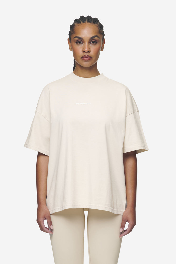 Pegador Arendal Logo Heavy Oversized Tee Washed Coast Sand White Flash Sale