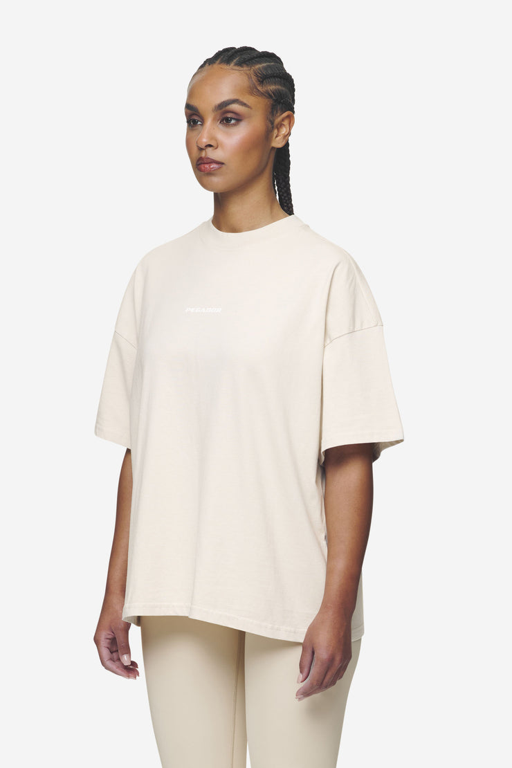 Pegador Arendal Logo Heavy Oversized Tee Washed Coast Sand White Flash Sale