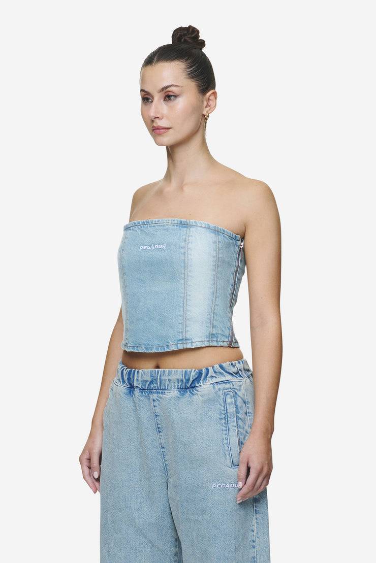 Pegador Miranda Denim Tube Top Washed Pale Blue Bleached Blue Wochenangebot