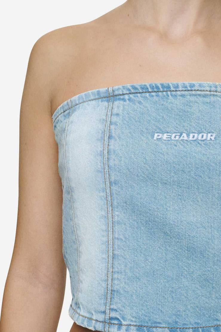 Pegador Miranda Denim Tube Top Washed Pale Blue Bleached Blue Wochenangebot