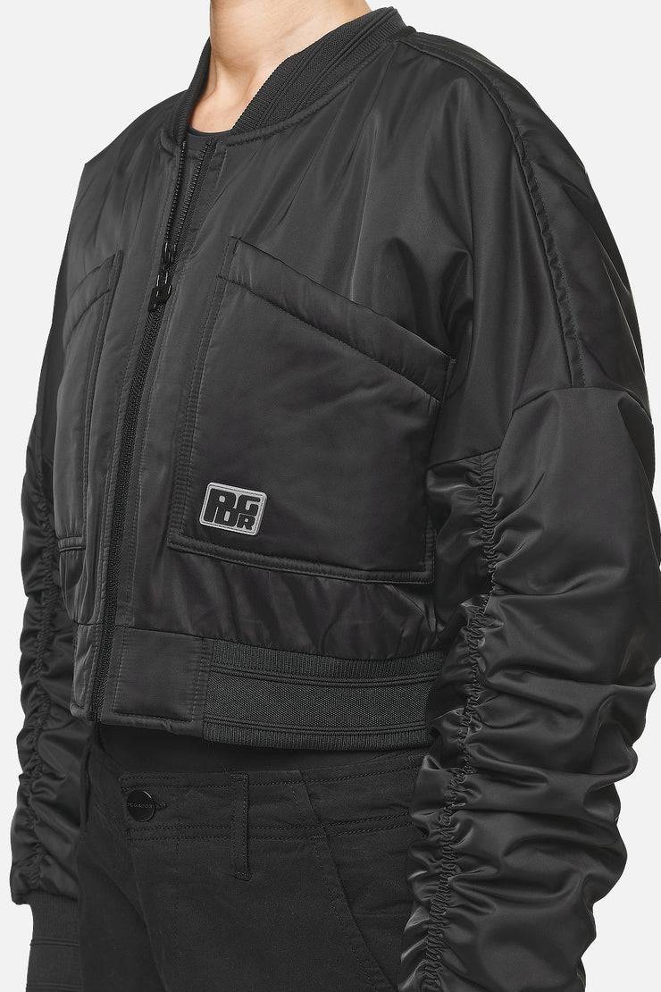 Pegador Laura Cropped Ruffed Oversized Jacket Black Vierteljährliche Förderung