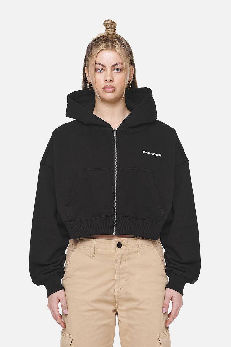 Pegador Marla Cropped Zip Hoodie Black White Gum Black Friday Preise