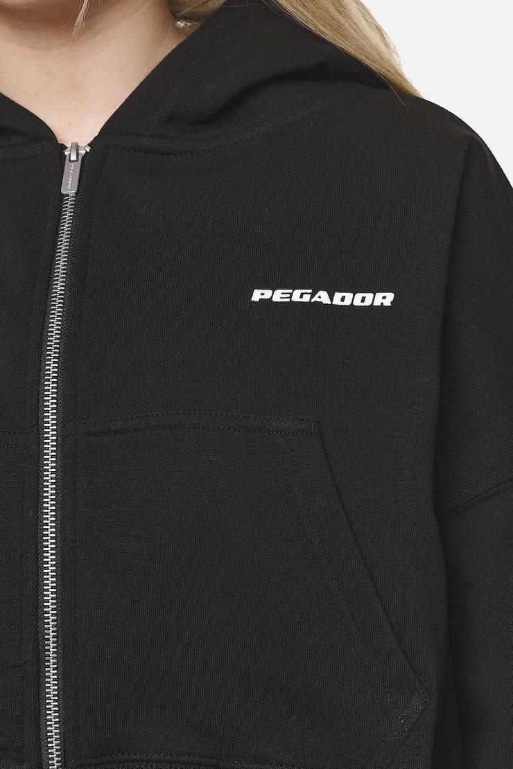 Pegador Marla Cropped Zip Hoodie Black White Gum Black Friday Preise