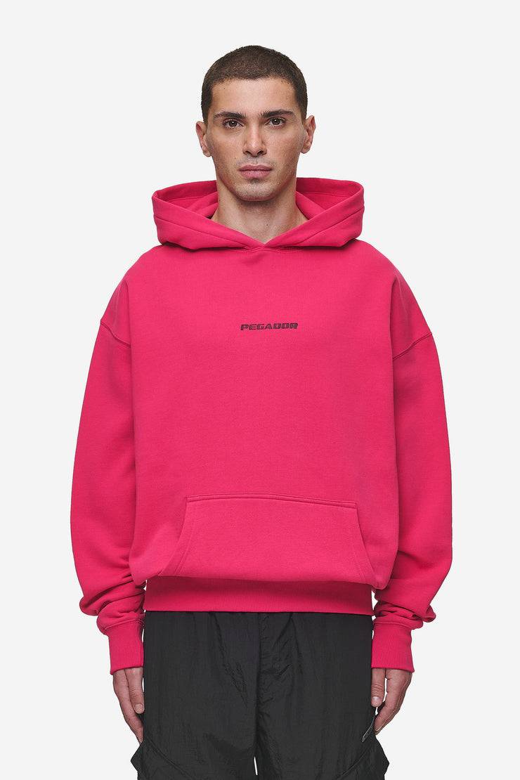 Pegador Colne Logo Oversized Hoodie Washed Virtual Pink Black im Angebot