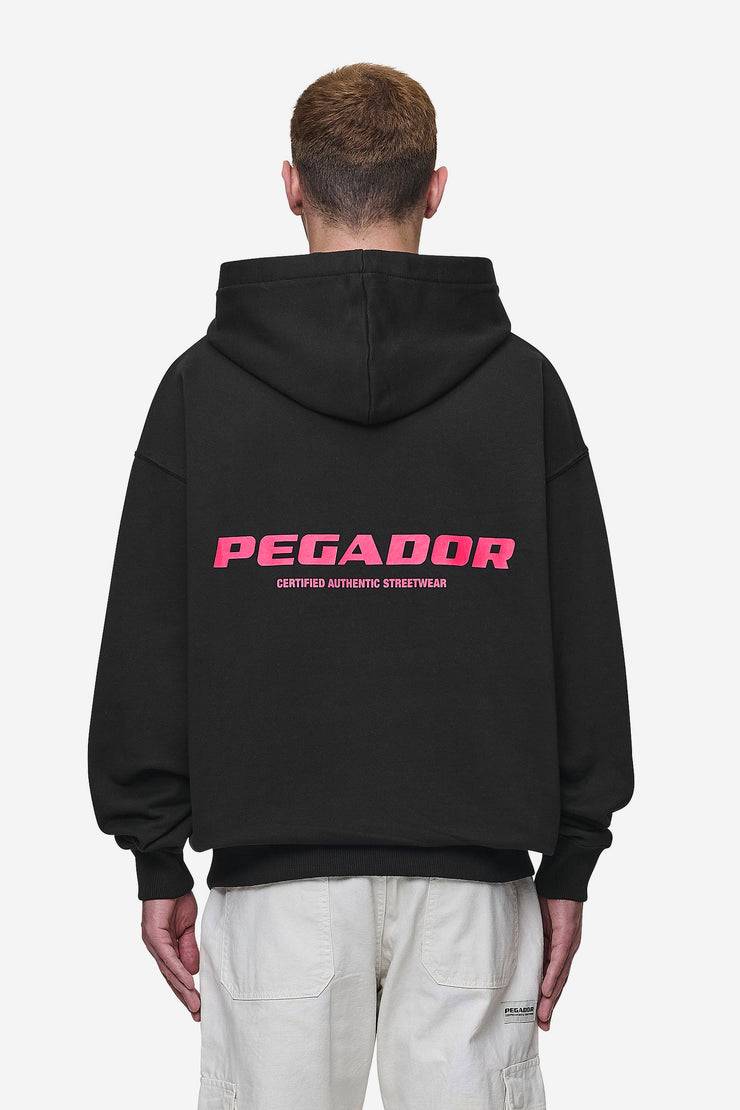 Pegador Colne Logo Oversized Hoodie Washed Black Virtual Pink Günstiger Verkauf