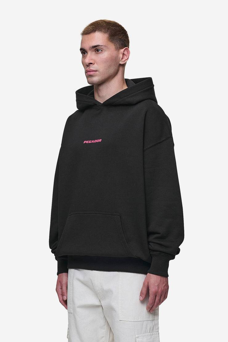 Pegador Colne Logo Oversized Hoodie Washed Black Virtual Pink Günstiger Verkauf