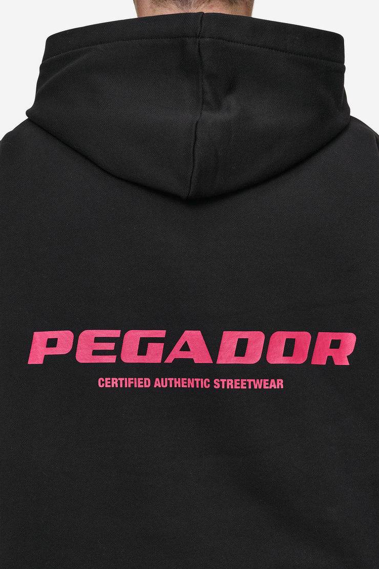 Pegador Colne Logo Oversized Hoodie Washed Black Virtual Pink Günstiger Verkauf