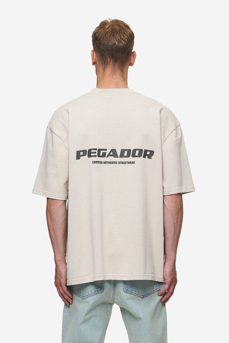 Pegador Colne Logo Oversized Tee Washed Light Beige Anthracite Fabrikverkauf