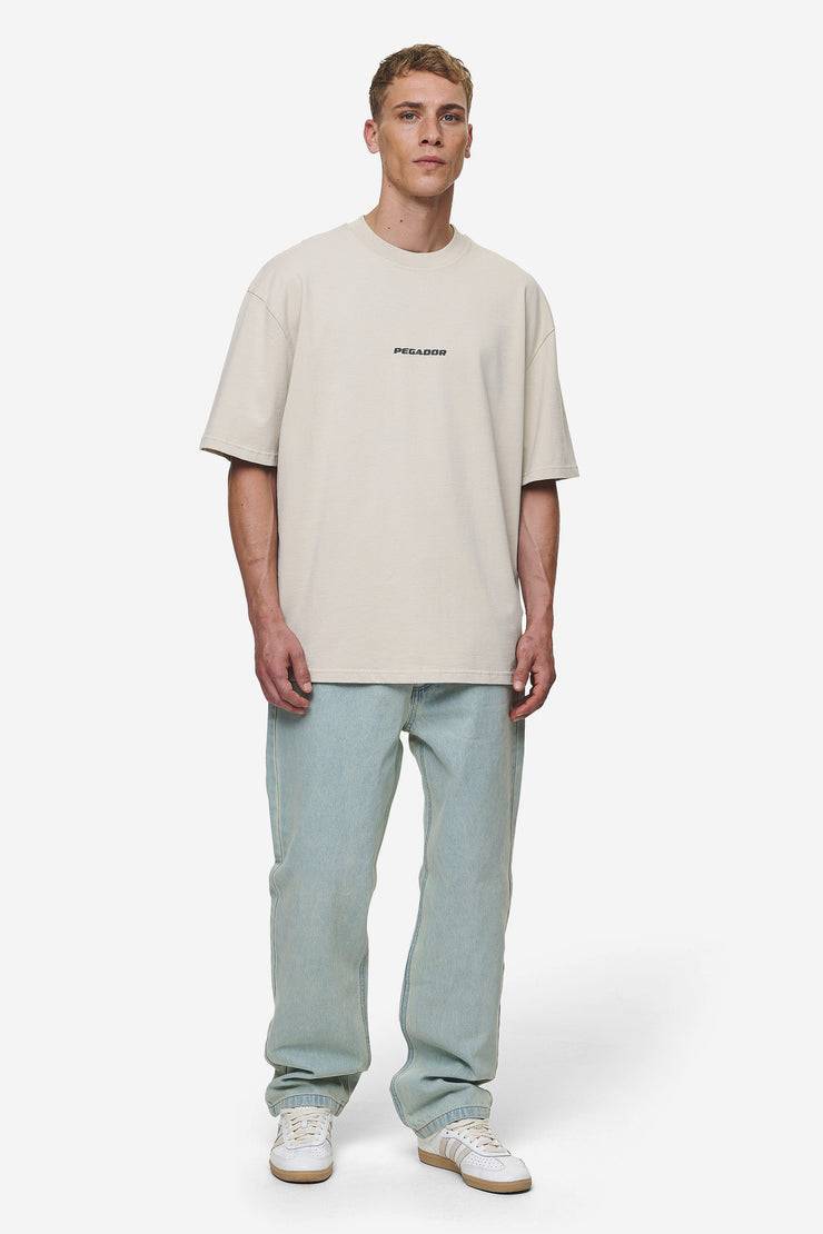 Pegador Colne Logo Oversized Tee Washed Light Beige Anthracite Fabrikverkauf