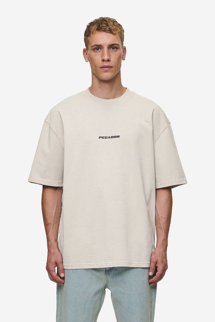 Pegador Colne Logo Oversized Tee Washed Light Beige Anthracite Fabrikverkauf