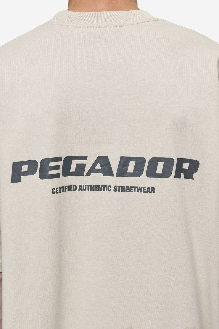 Pegador Colne Logo Oversized Tee Washed Light Beige Anthracite Fabrikverkauf