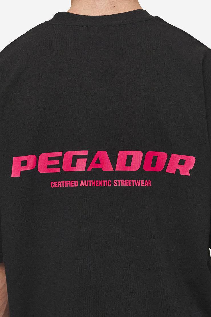 Pegador Colne Logo Oversized Tee Washed Black Virtual Pink Meist gekauft