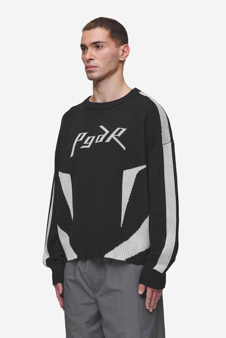 Pegador Kazan Boxy Knit Sweater Black Light Grey Online Shopping