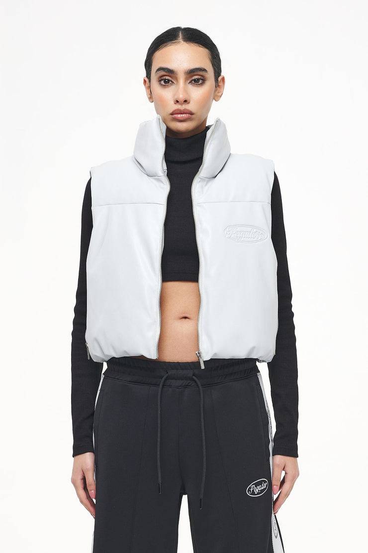 Pegador Zito Cropped Faux Leather Vest Quiet Gray Räumungsverkauf