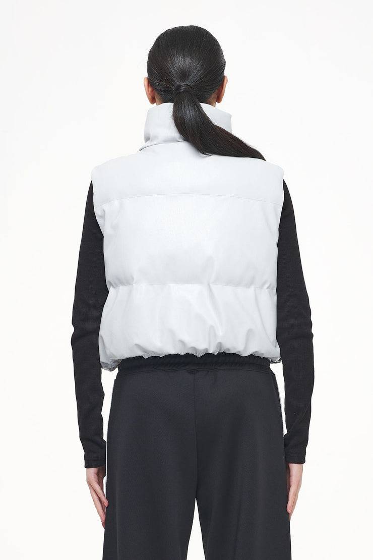 Pegador Zito Cropped Faux Leather Vest Quiet Gray Räumungsverkauf