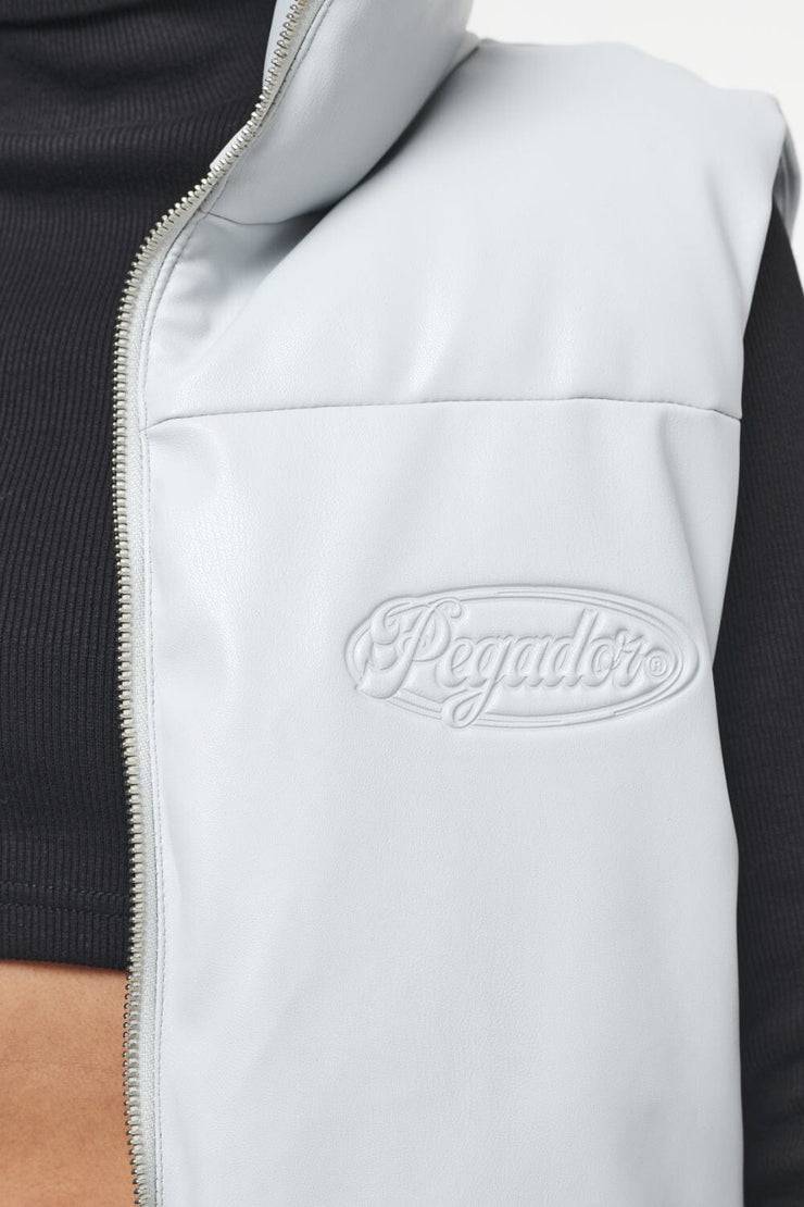 Pegador Zito Cropped Faux Leather Vest Quiet Gray Räumungsverkauf