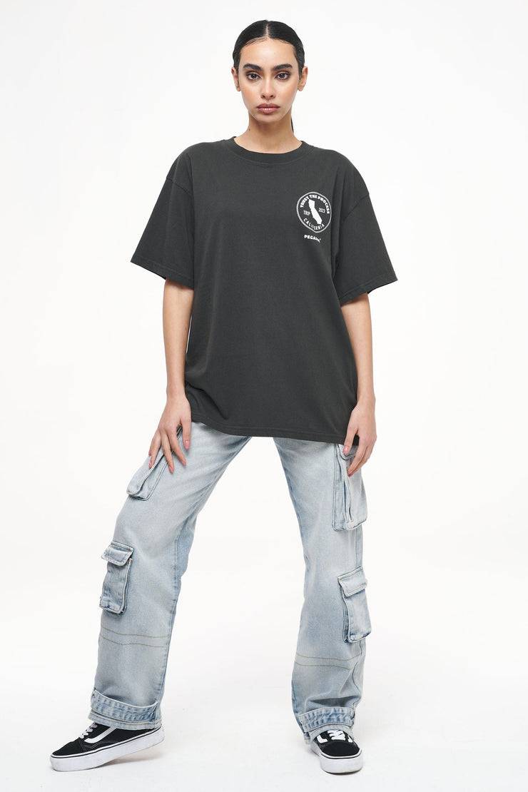 Pegador Jay Oversized Tee Vintage Washed Iron Grey Kostenlose Rückgabe