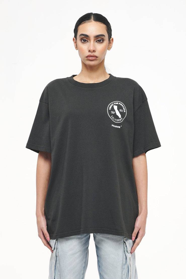 Pegador Jay Oversized Tee Vintage Washed Iron Grey Kostenlose Rückgabe