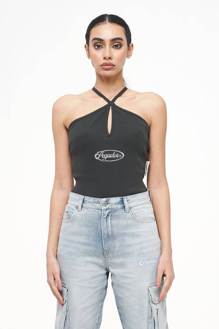 Pegador Santos Rib Neckholder Bodysuit Vintage Washed Iron Grey JETZT KAUFEN