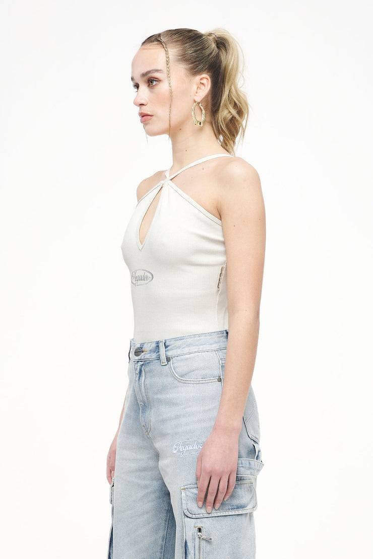 Pegador Santos Rib Neckholder Bodysuit Vintage Washed Angels Cream Neueste Stile