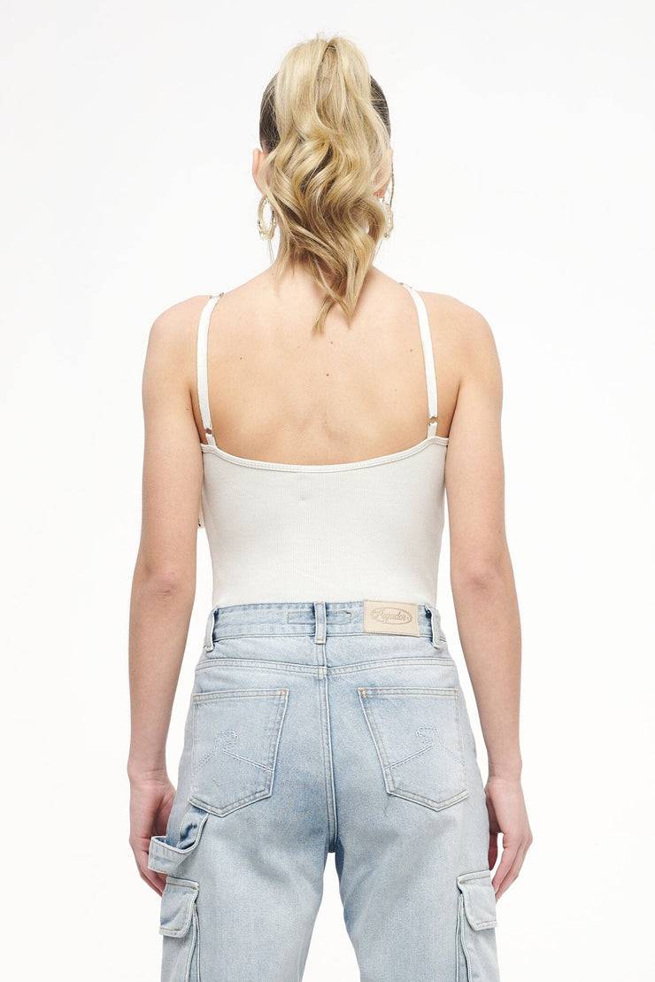 Pegador Santos Rib Neckholder Bodysuit Vintage Washed Angels Cream Neueste Stile