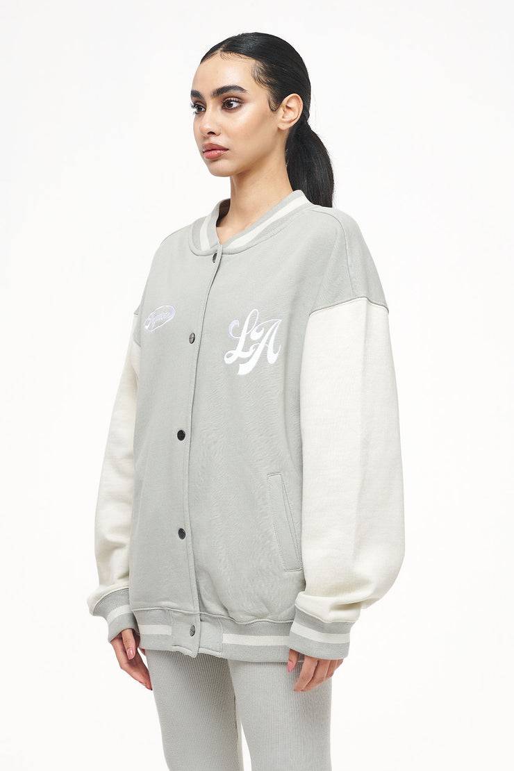Pegador Dale Oversized Varsity Jacket Vintage Washed Quiet Gray Angels Cream Letzter Tag