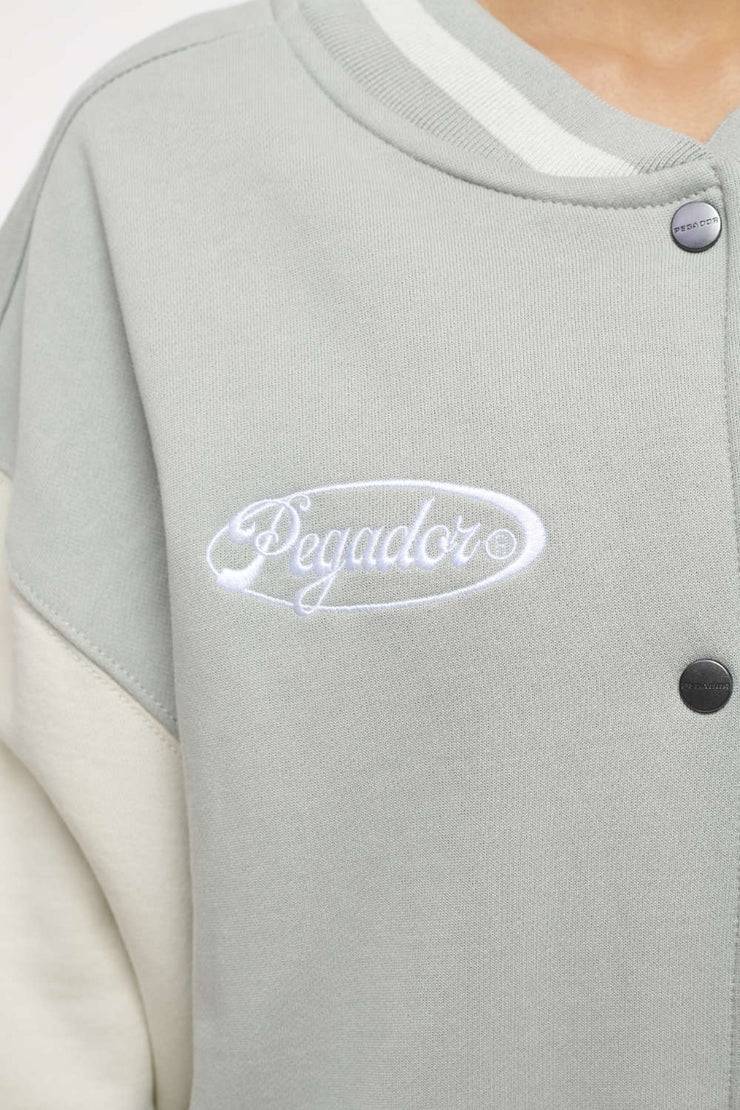 Pegador Dale Oversized Varsity Jacket Vintage Washed Quiet Gray Angels Cream Letzter Tag