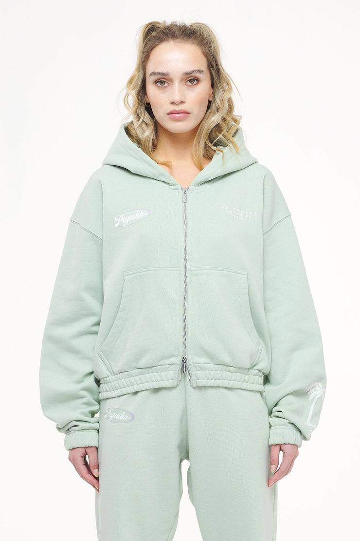 Pegador Hills Cropped Zip Hoodie Vintage Washed Milky Green Bis zu 60% Rabatt