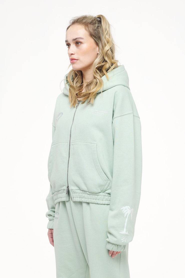 Pegador Hills Cropped Zip Hoodie Vintage Washed Milky Green Bis zu 60% Rabatt