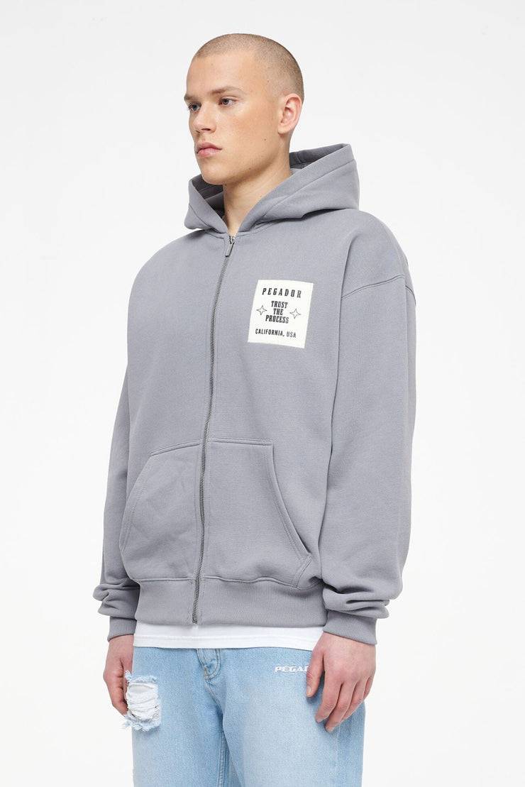 Pegador Salal Oversized Sweat Jacket Vintage Washed Dusk Grey Im Verkauf
