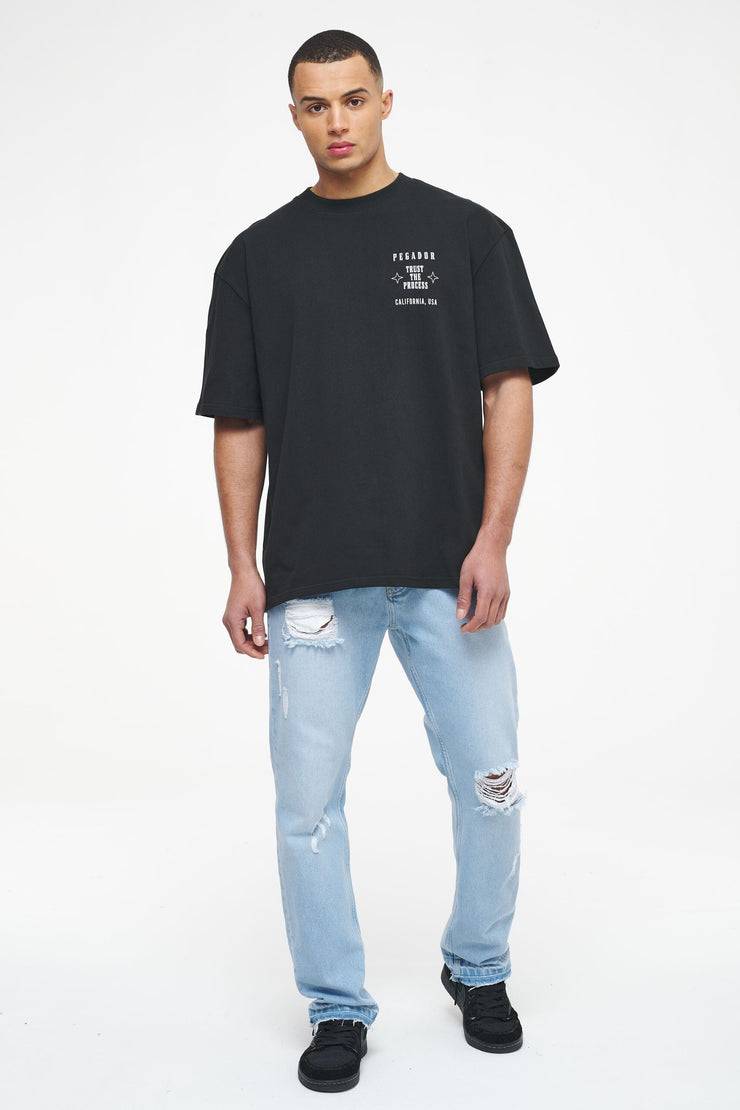 Pegador Salal Oversized Tee Vintage Washed Black Ink Online