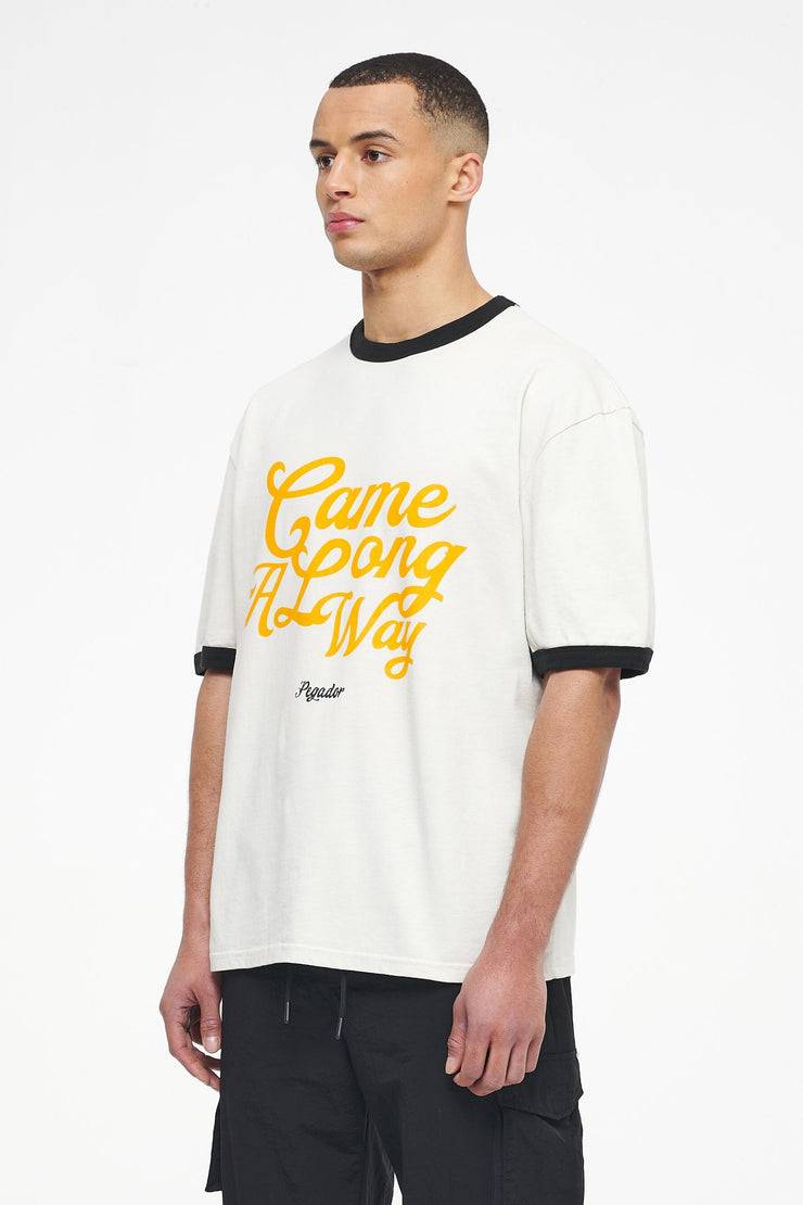 Pegador Trounce Oversized Ringer Tee Vintage Washed Angels Cream Black Ink Hotsell