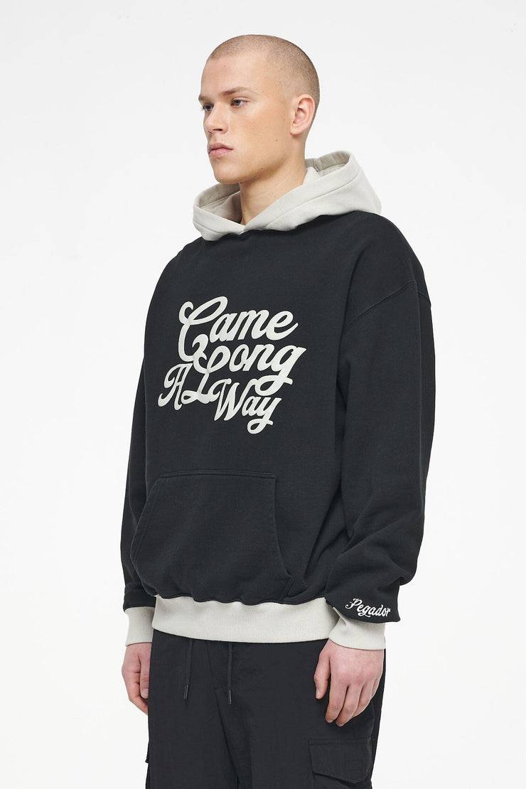 Pegador Trounce Oversized Hoodie Vintage Washed Black Ink Angels Cream im Angebot