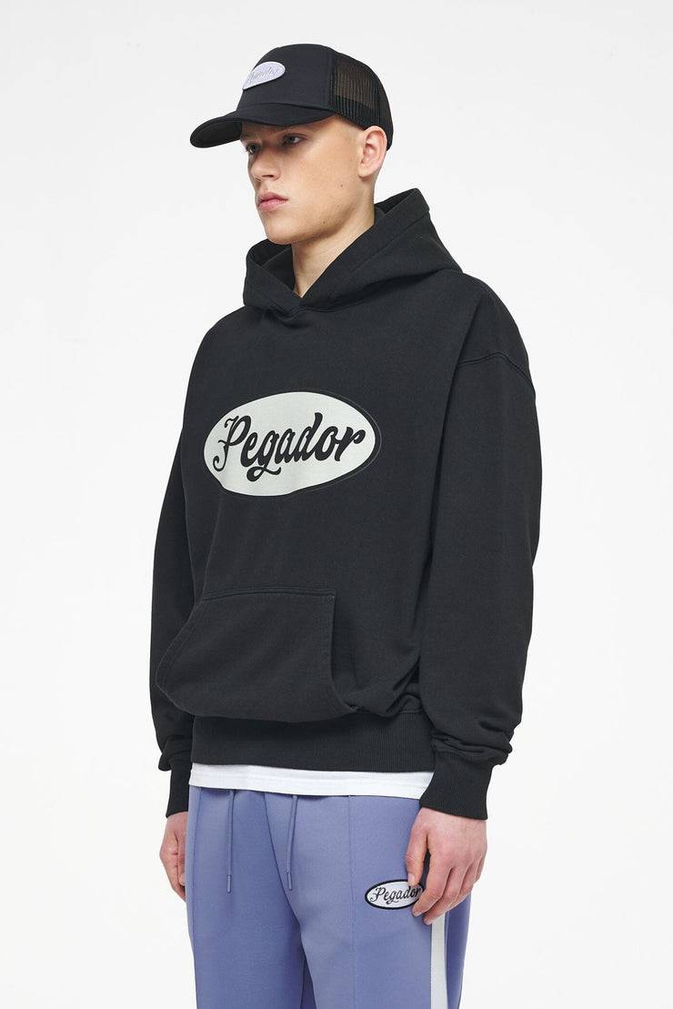 Pegador West Oversized Hoodie Vintage Washed Black Ink White Blitzverkäufe