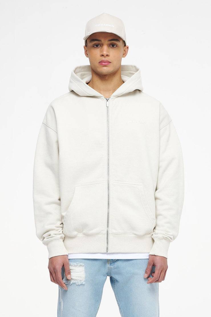 Pegador Colne Logo Oversized Sweat Jacket Vintage Washed Angels Cream Gum Fabrikpreis
