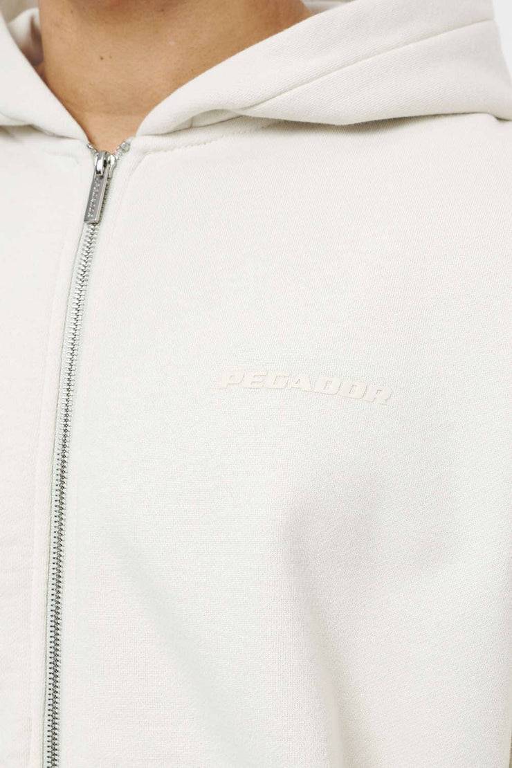Pegador Colne Logo Oversized Sweat Jacket Vintage Washed Angels Cream Gum Fabrikpreis