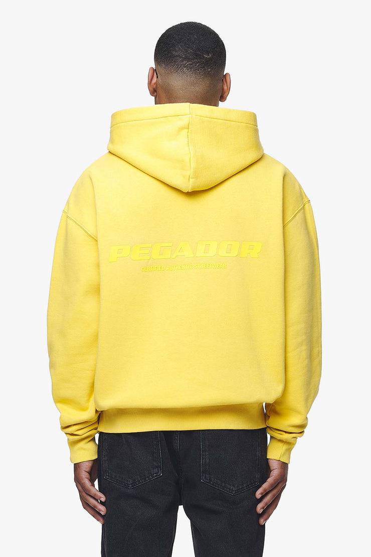 Pegador Colne Logo Oversized Hoodie Vintage Washed Solar Yellow Gum Sonderangebot