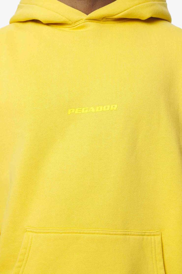 Pegador Colne Logo Oversized Hoodie Vintage Washed Solar Yellow Gum Sonderangebot