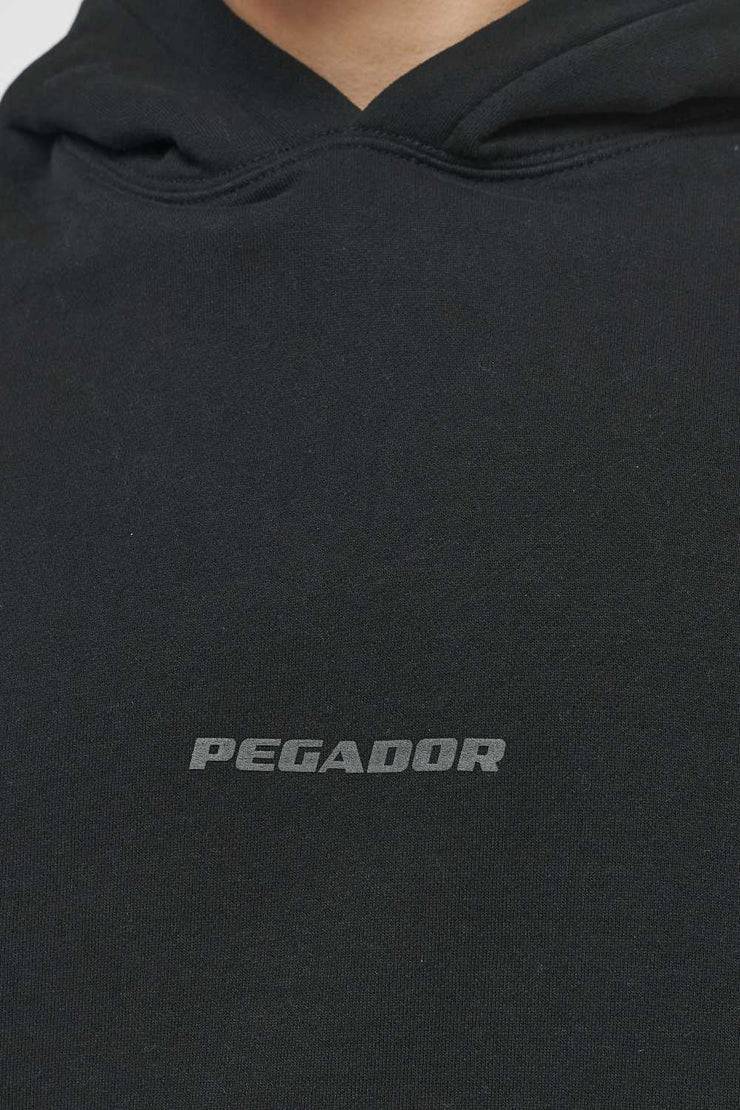 Pegador Colne Logo Oversized Hoodie Vintage Washed Black Ink Gum Rabatt